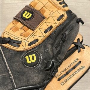 USED Wilson Black and Tan Leather Baseball Mitt